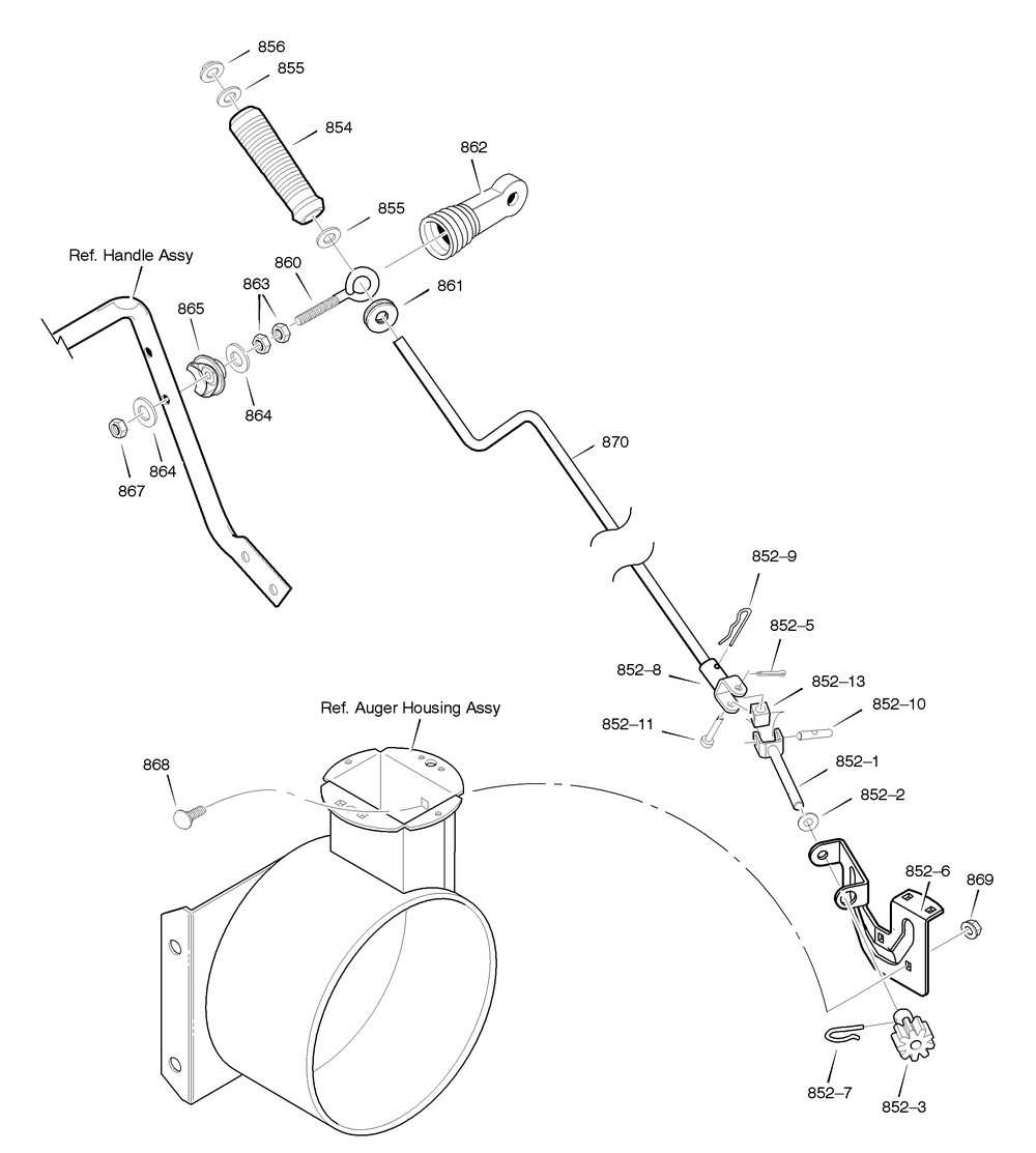 Chute Rod Diagram and Parts List for C950-52409-0 2004 Briggs and Stratton Snow Blower
